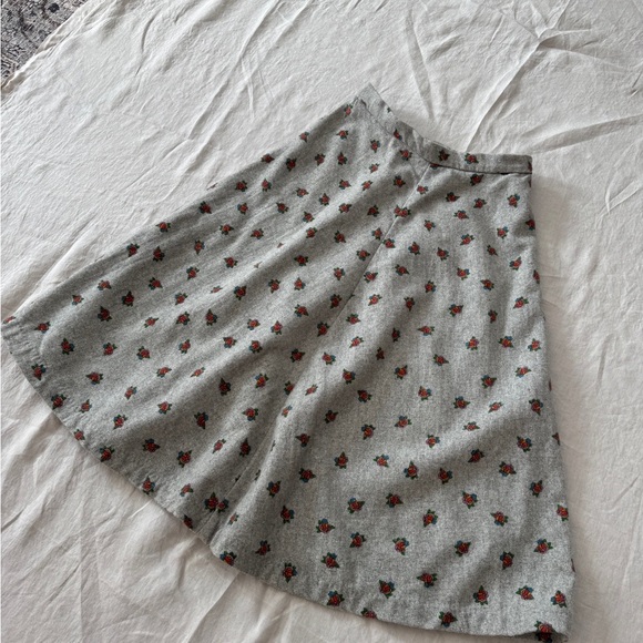 Vintage Grey Floral Midi a line Skirt union made xs s - Picture 7 of 14